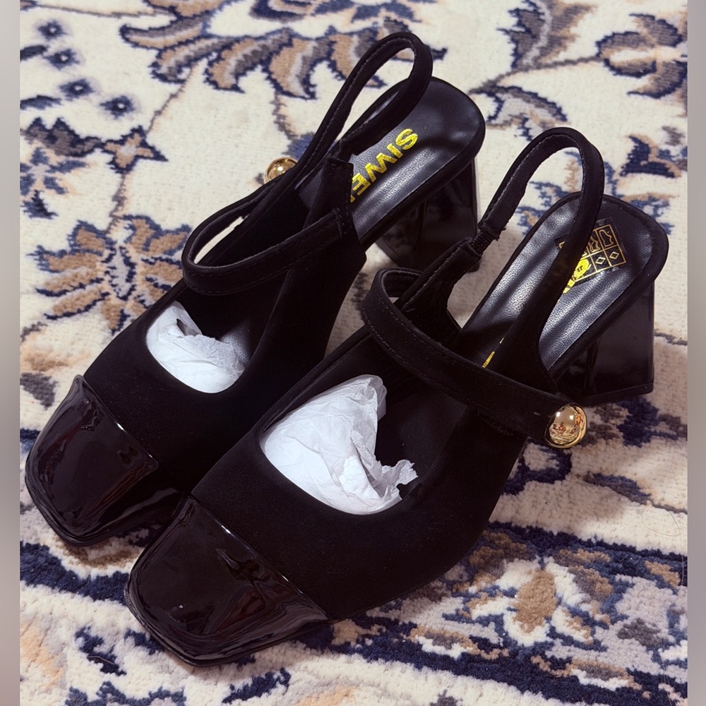 Black Women's Slingback Mary jane Heels